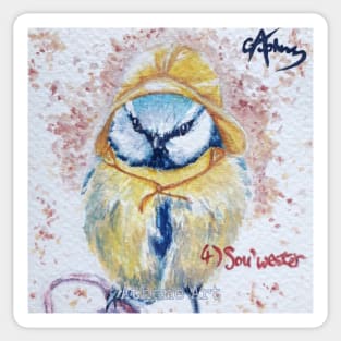 Watercolour Blue Tit Bird Painting Sticker